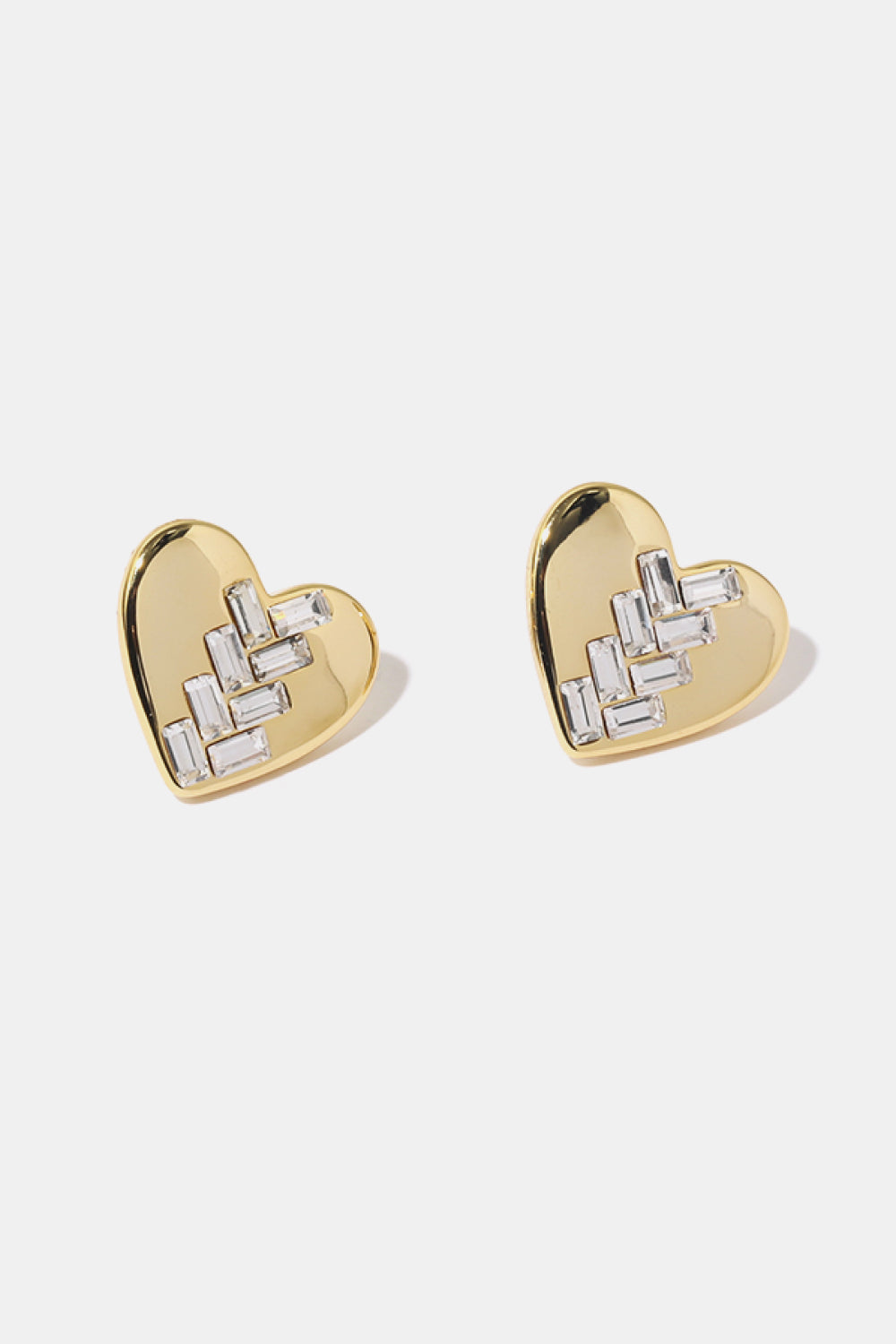 Inlaid Glass Heart Shaped Stud Earrings