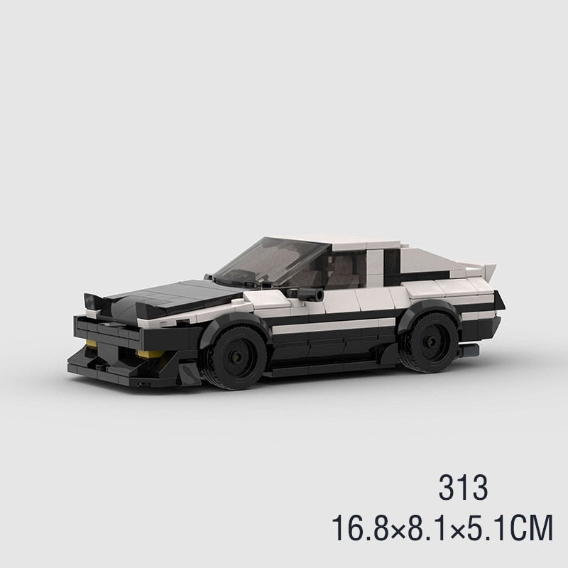 AE86 Black White Building Blocks Toy Car