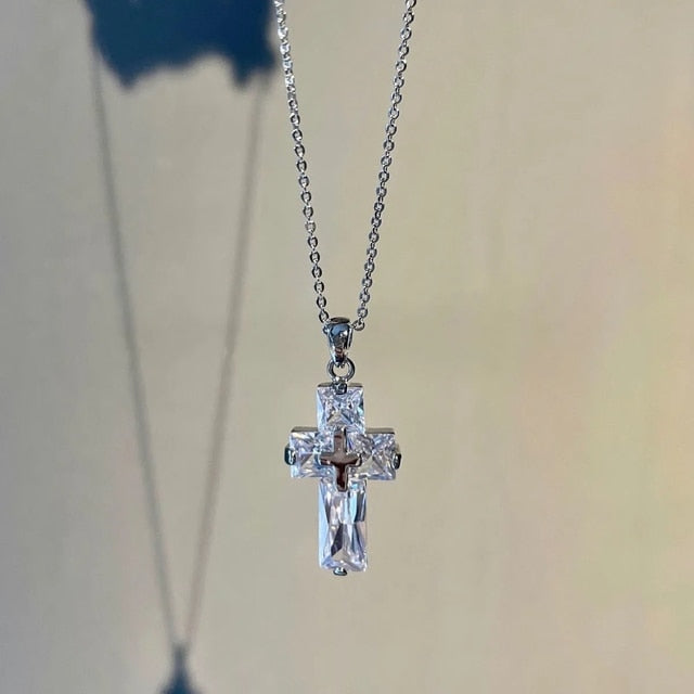 Cross Pendant Necklace And Earrings