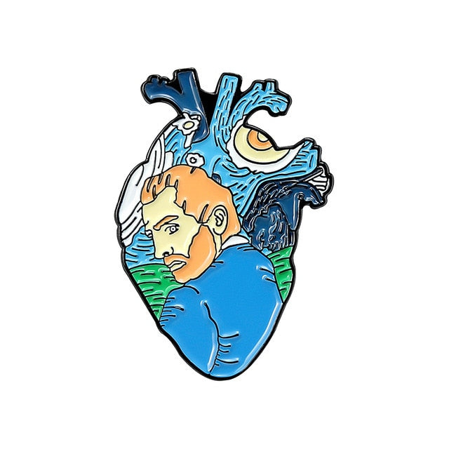 Heart Shape Enamel Brooch Pin