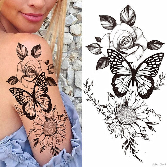 Flowers and Animals Body Tattoos