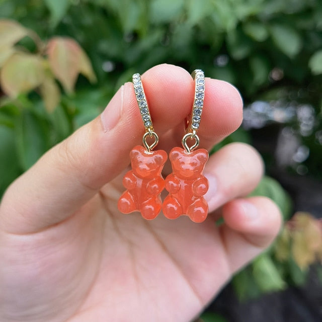 Cute Acrylic Gummy Bear Dangle Earrings
