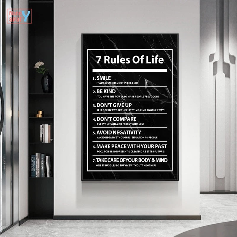 Brazil 7 Rules of Life Letter Canvas Painting