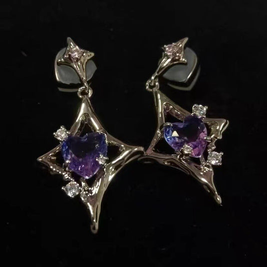 Sweet Cool Stud Purple Earrings