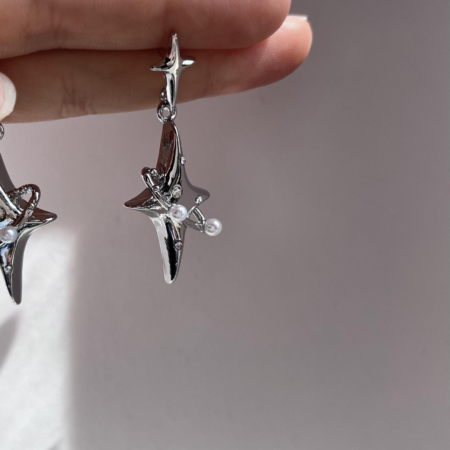 Creative Planet Pearl Crystal Stars Earrings