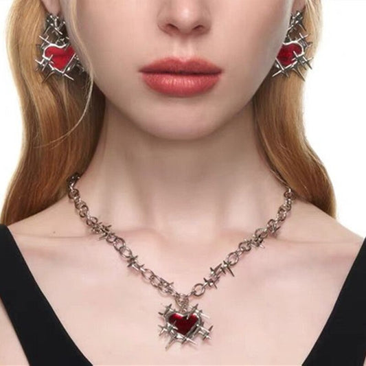 Love Heart Necklace and Earrings
