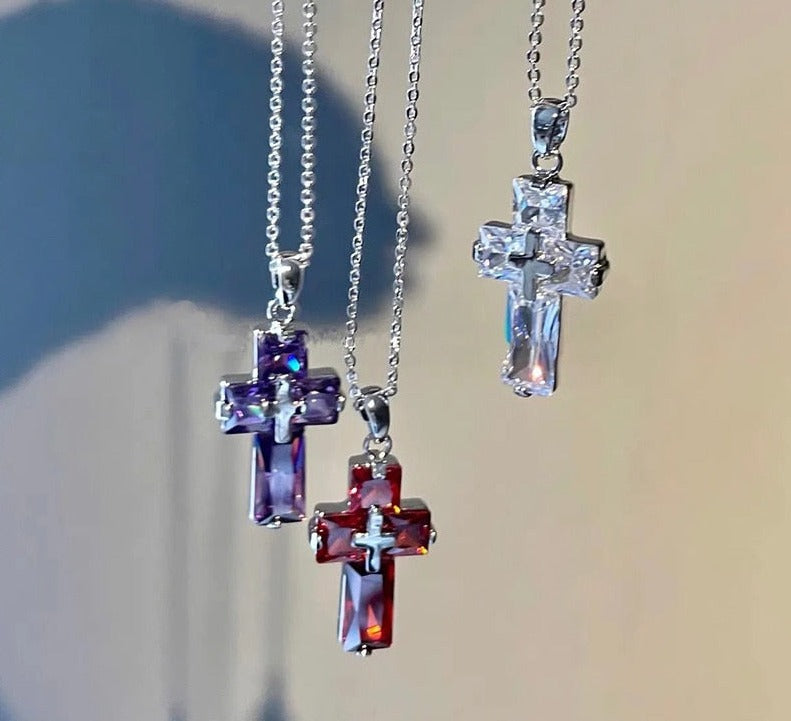 Cross Pendant Necklace And Earrings
