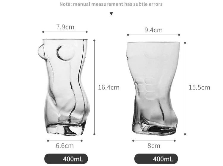 Sexy 3D Nude Naked Man Women Beer Glass
