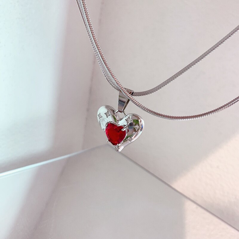Big Heart Double Layer Chain Necklace