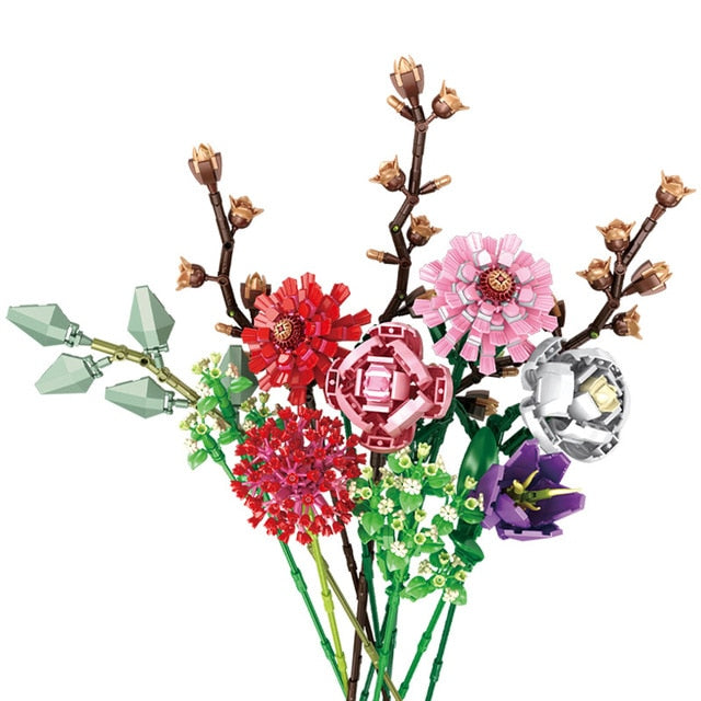 Romantic Flower Bouquet Bricks Toy