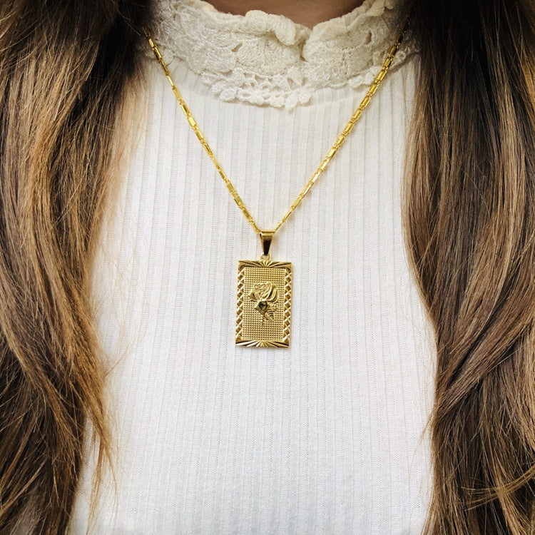 Gold Geo Floral Necklace