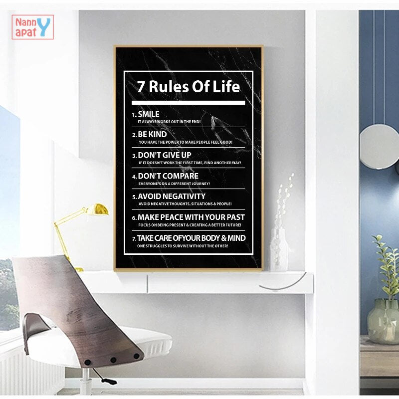 Brazil 7 Rules of Life Letter Canvas Painting