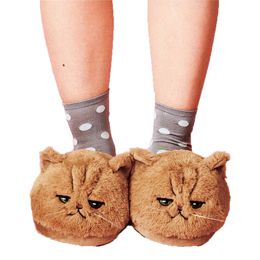 Lovely Plush Kitten Soft Slippers