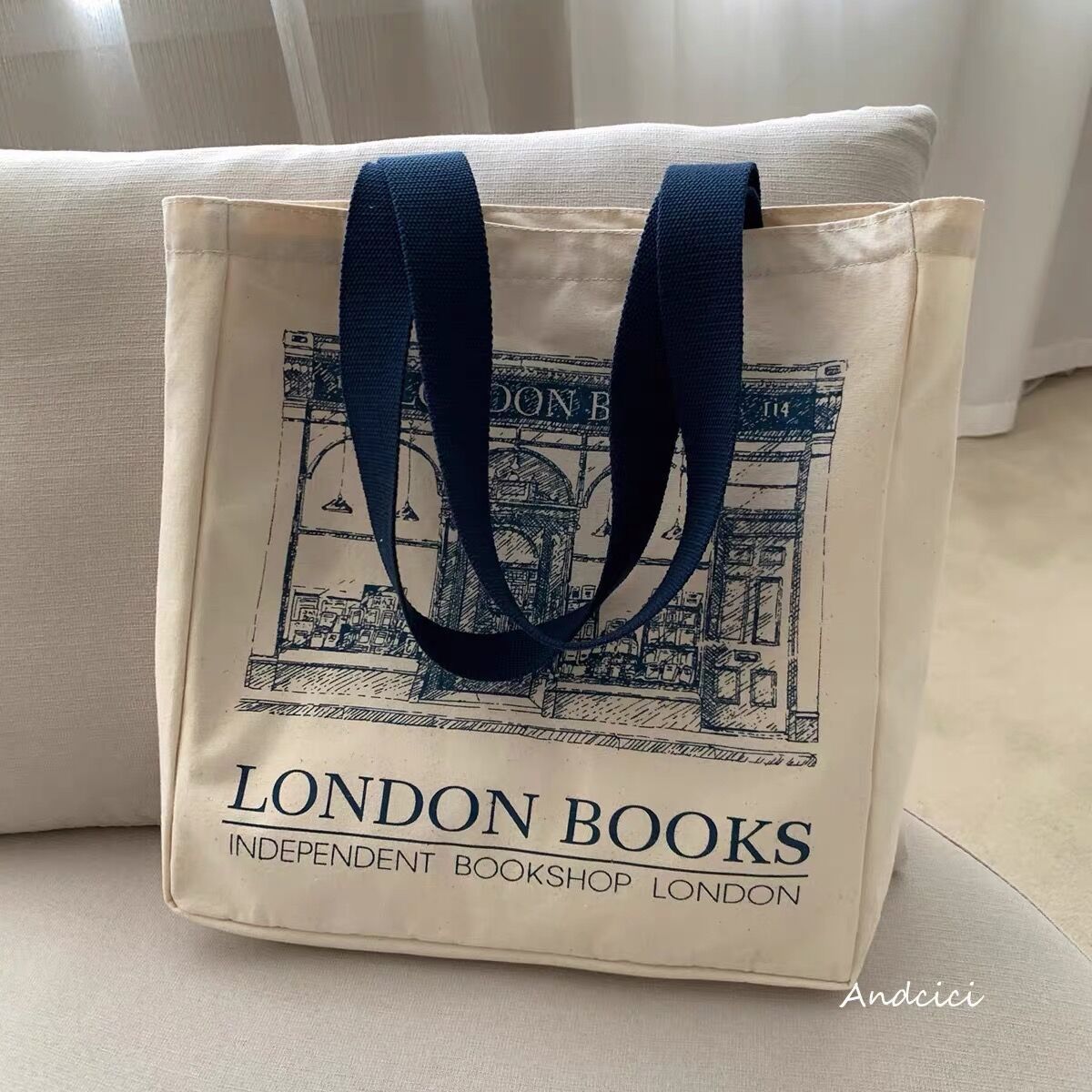 London Books Print Canvas Shoulder Bag
