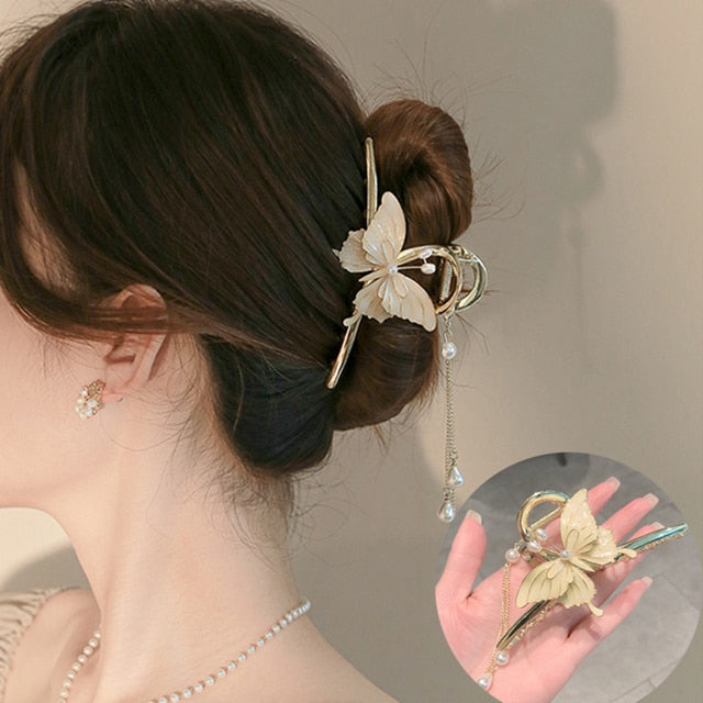 Crystal Pearl Flower Hairpin
