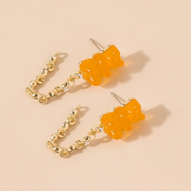 Cute Acrylic Gummy Bear Dangle Earrings