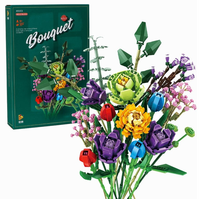 Romantic Flower Bouquet Bricks Toy